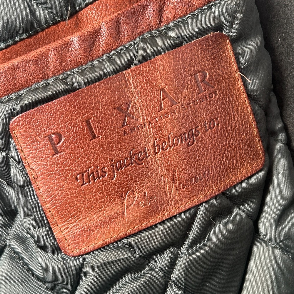 Vtg Golden Bear Pixar Green Leather Varsity Jacket Men's XL Wool Made in USA - Picture 9 of 13